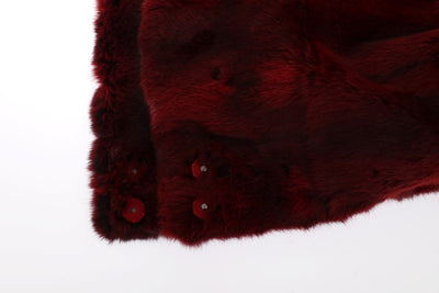 Dolce & Gabbana Bordeaux Hamster Pelz Häkelkapuze Schal Mütze