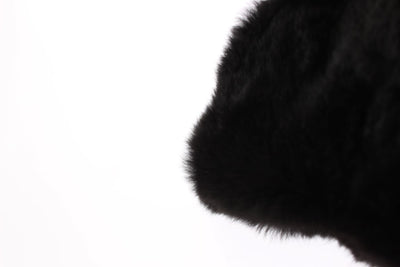 Dolce & Gabbana Schwarzes Wiesel Pelz Häkelkapuzenschal Mütze
