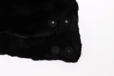 Dolce & Gabbana Schwarzes Wiesel Pelz Häkelkapuzenschal Mütze