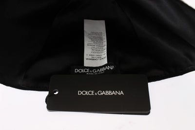 Dolce & Gabbana Schwarz Wolle Weiß Floral Gold Leaf Hut