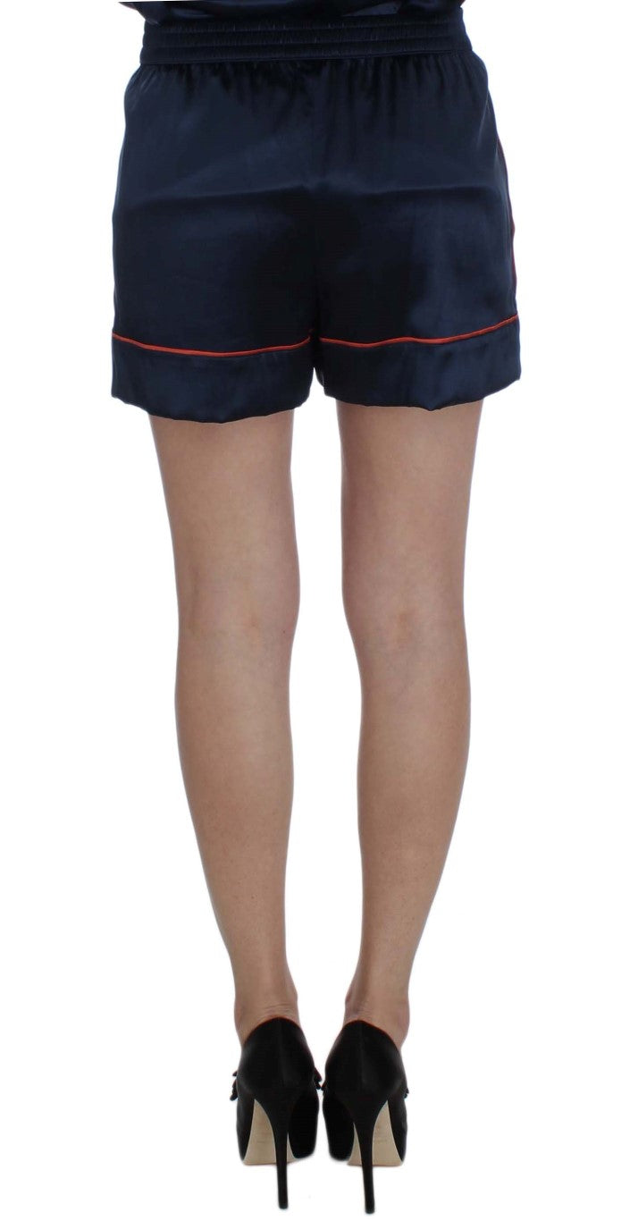 Dolce & Gabbana Blaue Seidenstretch-Schlafanzugshorts