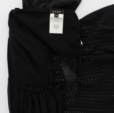 Exte Schwarzer Halsausschnitt Wickeltop Bluse