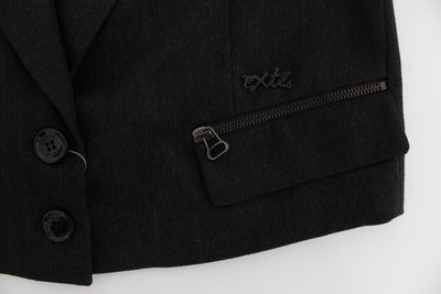 Exte Graue Stretch-Gold-Nietenjacke kurz