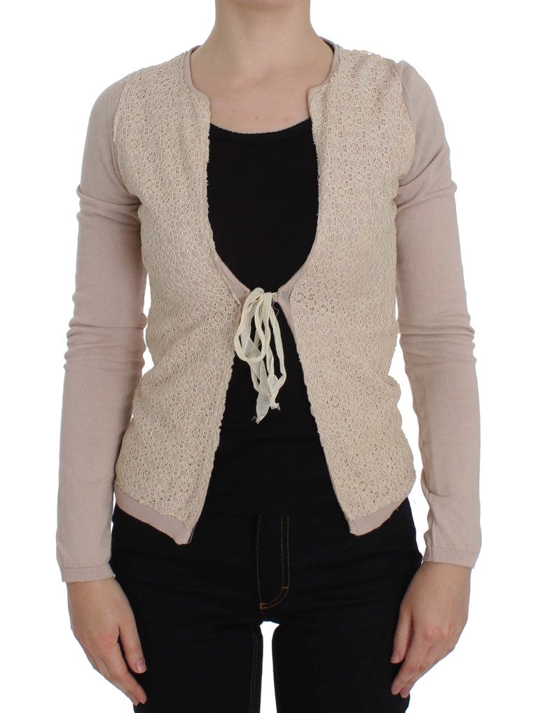 PINK MEMORIES Rosa geblümter Wickelpullover mit Spitze