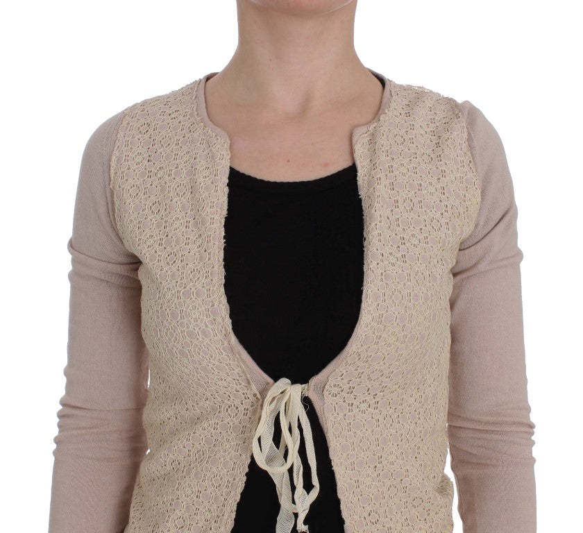 PINK MEMORIES Rosa geblümter Wickelpullover mit Spitze