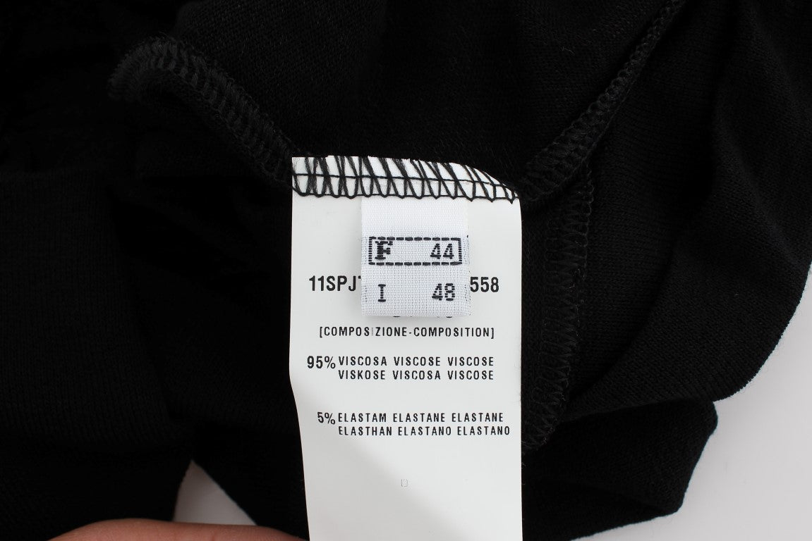 PLEIN SUD Schwarze ärmellose Stretch-Bluse