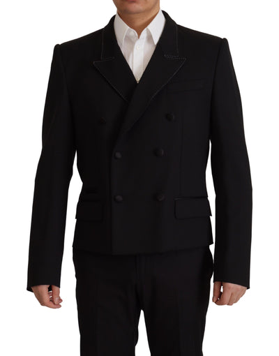 Dolce & Gabbana Schwarzer doppelreihiger Mantel Blazer Jacke