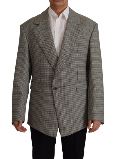Dolce & Gabbana Graue karierte einreihige Jacke Blazer