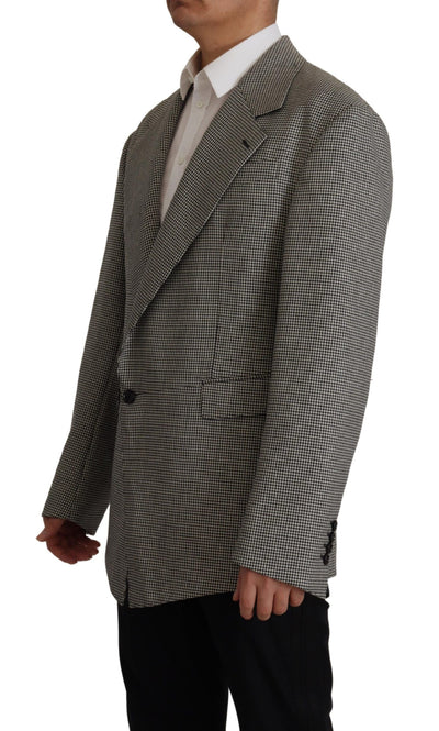 Dolce & Gabbana Graue karierte einreihige Jacke Blazer