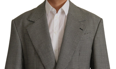 Dolce & Gabbana Graue karierte einreihige Jacke Blazer