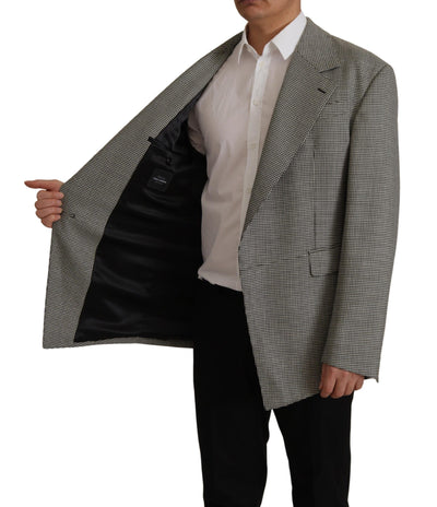 Dolce & Gabbana Graue karierte einreihige Jacke Blazer