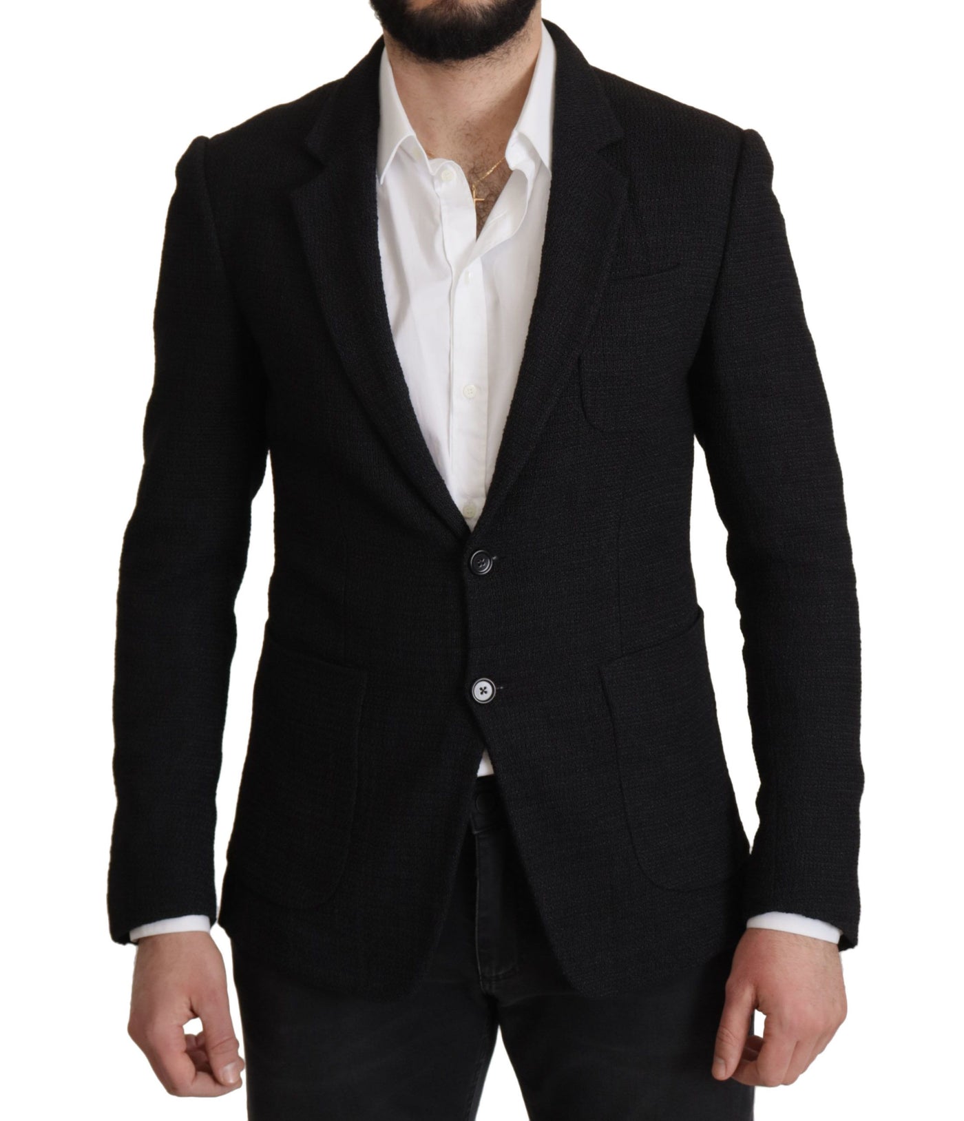 Dolce & Gabbana Schwarzer einreihiger Mantel Männer Blazer