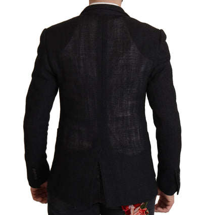 Dolce & Gabbana Schwarzer einreihiger Mantel Männer Blazer