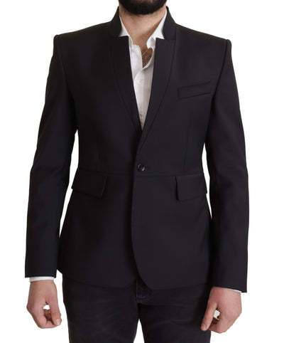 Dolce & Gabbana Schwarzer Wollmantel einreihig Männer Blazer