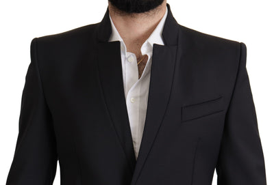 Dolce & Gabbana Schwarzer Wollmantel einreihig Männer Blazer