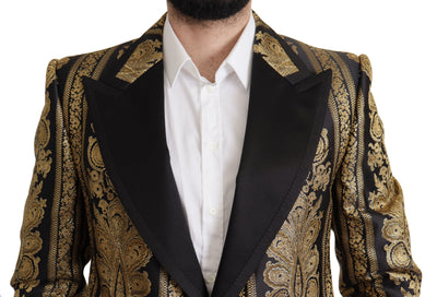 Dolce & Gabbana Schwarzer Gold-Jacquard-Blazer einreihig