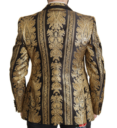 Dolce & Gabbana Schwarzer Gold-Jacquard-Blazer einreihig
