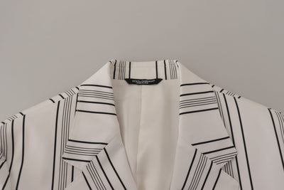 Dolce & Gabbana Weiß gestreifter einreihiger Blazer aus Baumwolle