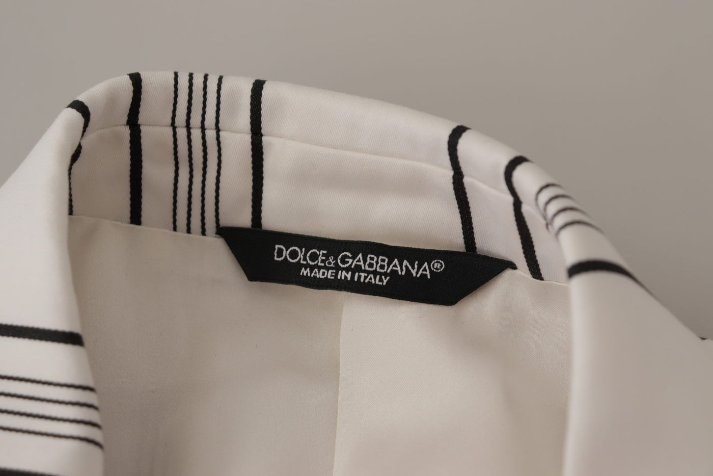 Dolce & Gabbana Weiß gestreifter einreihiger Blazer aus Baumwolle