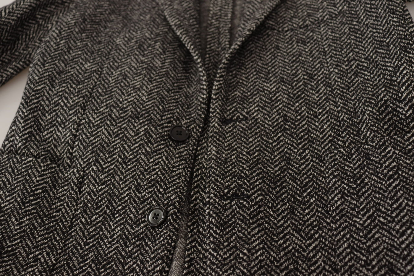 Dolce & Gabbana Grauer einreihiger Fantasy-Blazer aus Baumwolle