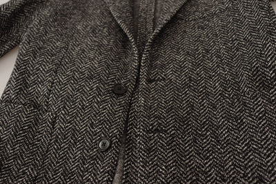 Dolce & Gabbana Grauer einreihiger Fantasy-Blazer aus Baumwolle