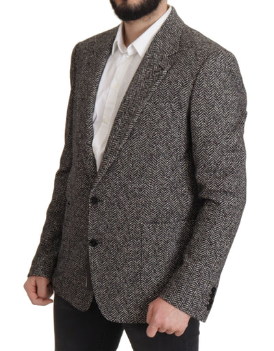 Dolce & Gabbana Grauer einreihiger Fantasy-Blazer aus Baumwolle