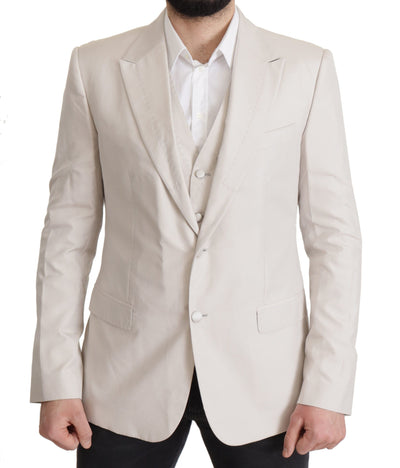 Dolce & Gabbana Grauer Seidenblazer einreihig 2tlg.