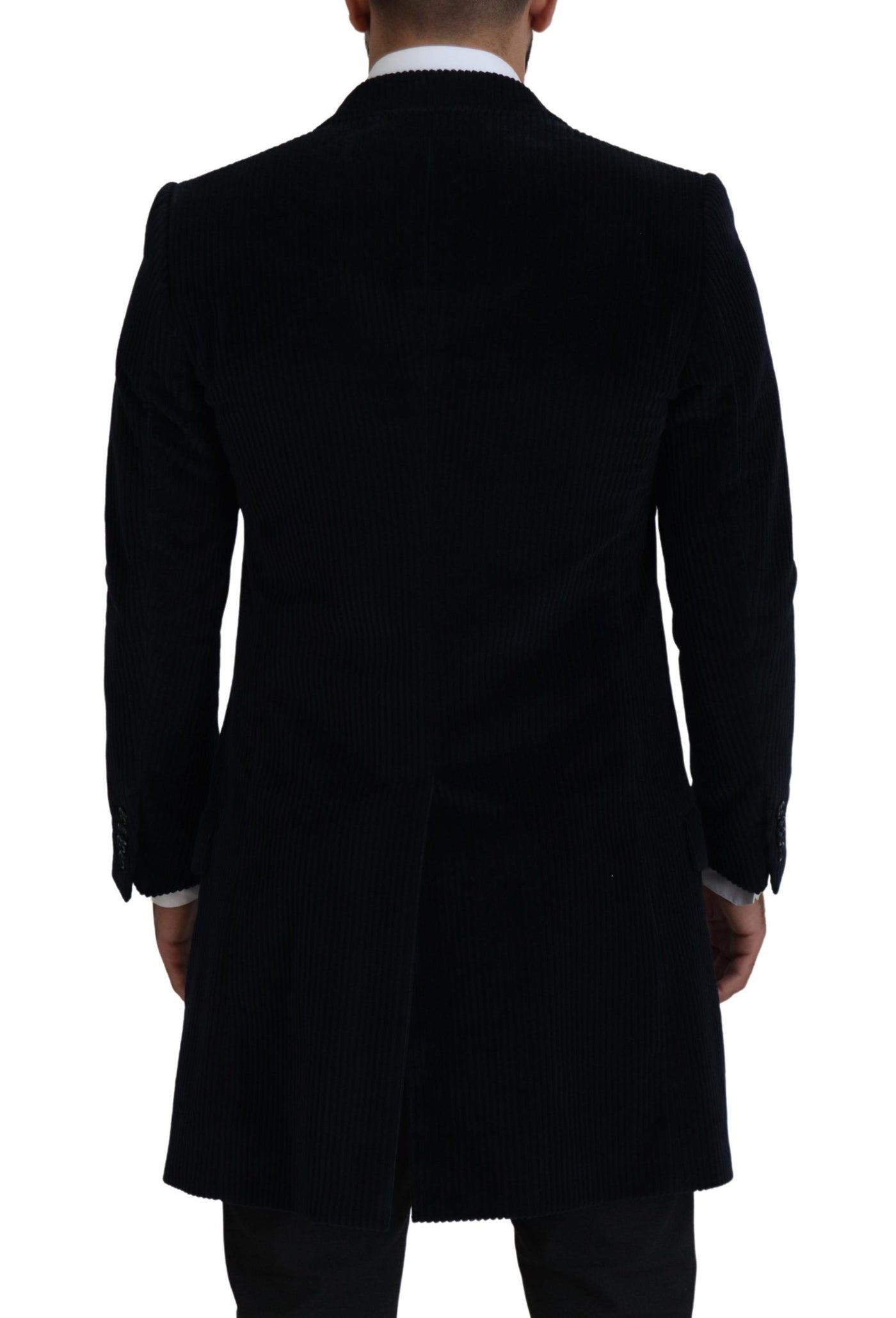 Dolce & Gabbana Schwarzer Baumwoll-Cardigan Langer Mantel Männer Jacke