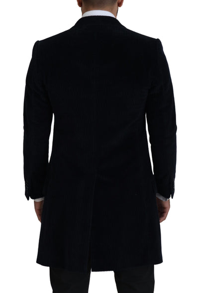Dolce & Gabbana Schwarzer Baumwoll-Cardigan Langer Mantel Männer Jacke