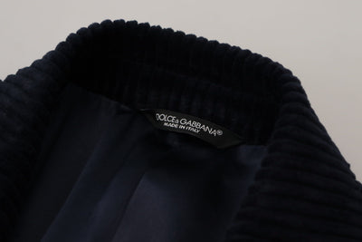 Dolce & Gabbana Schwarzer Baumwoll-Cardigan Langer Mantel Männer Jacke