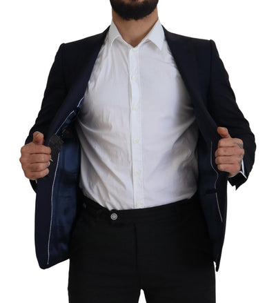 Dolce & Gabbana Blauer einreihiger Wollmantel Blazer