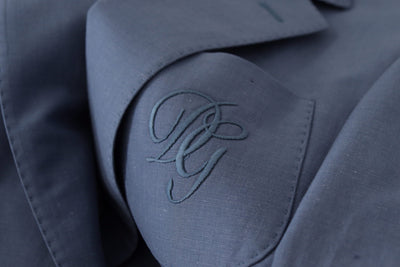 Dolce & Gabbana Blaue einreihige Logo-Blazer-Jacke