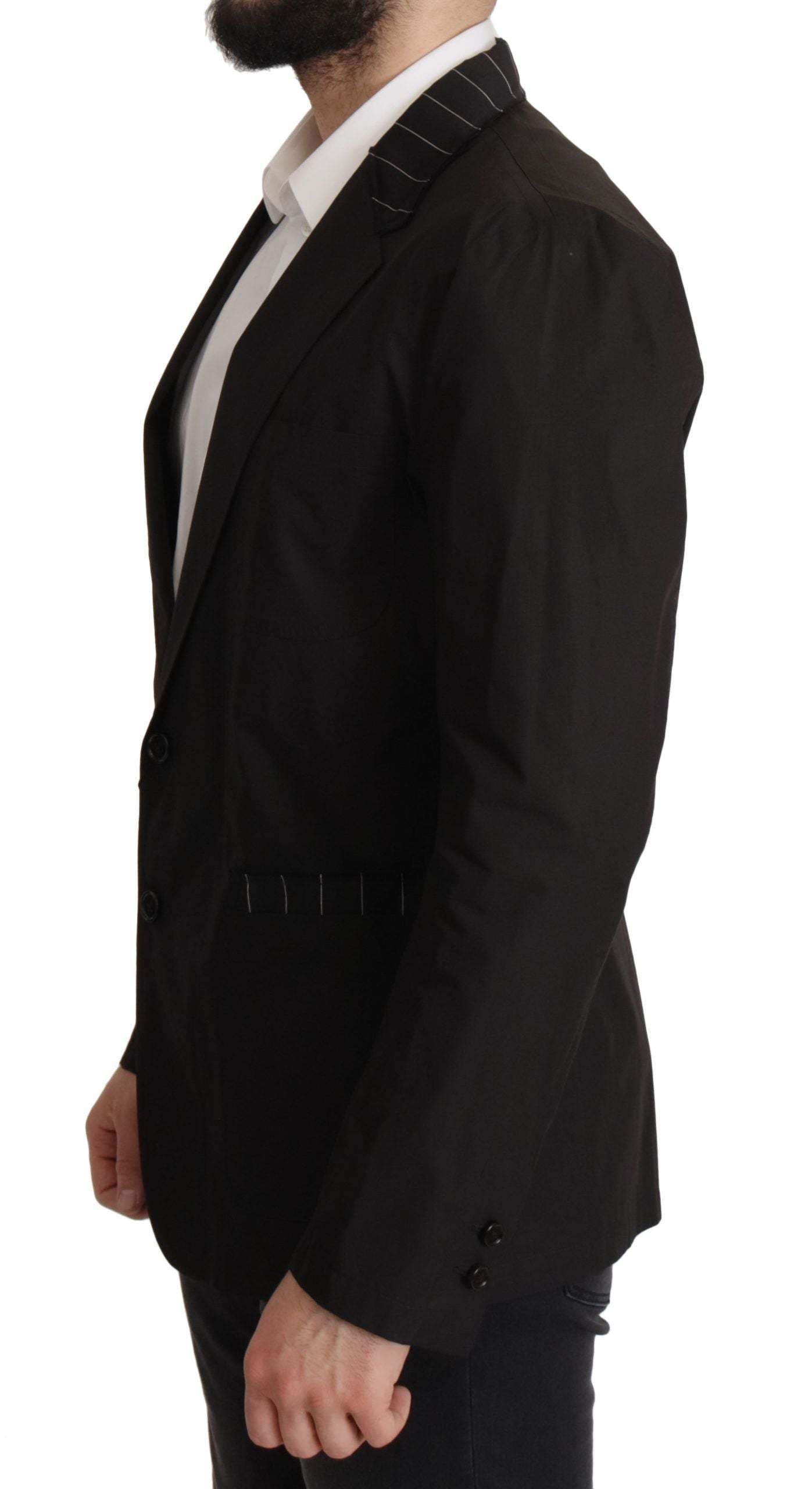Dolce & Gabbana Schwarze einreihige Blazerjacke aus Baumwolle