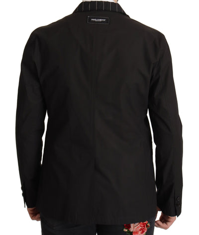 Dolce & Gabbana Schwarze einreihige Blazerjacke aus Baumwolle