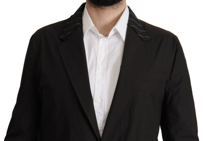 Dolce & Gabbana Schwarze einreihige Blazerjacke aus Baumwolle