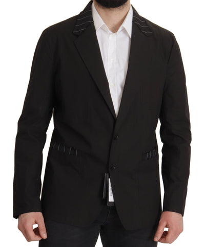 Dolce & Gabbana Schwarze einreihige Blazerjacke aus Baumwolle