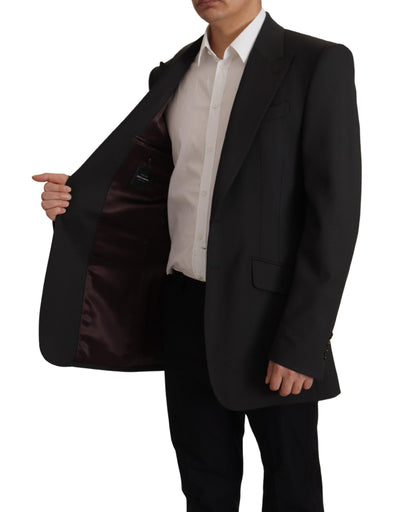 Dolce & Gabbana Schwarzer einreihiger Blazer aus Wolle v