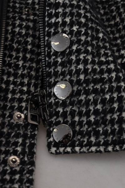 Dolce & Gabbana Schwarze Bomberjacke aus Polyester mit Hahnentrittmuster