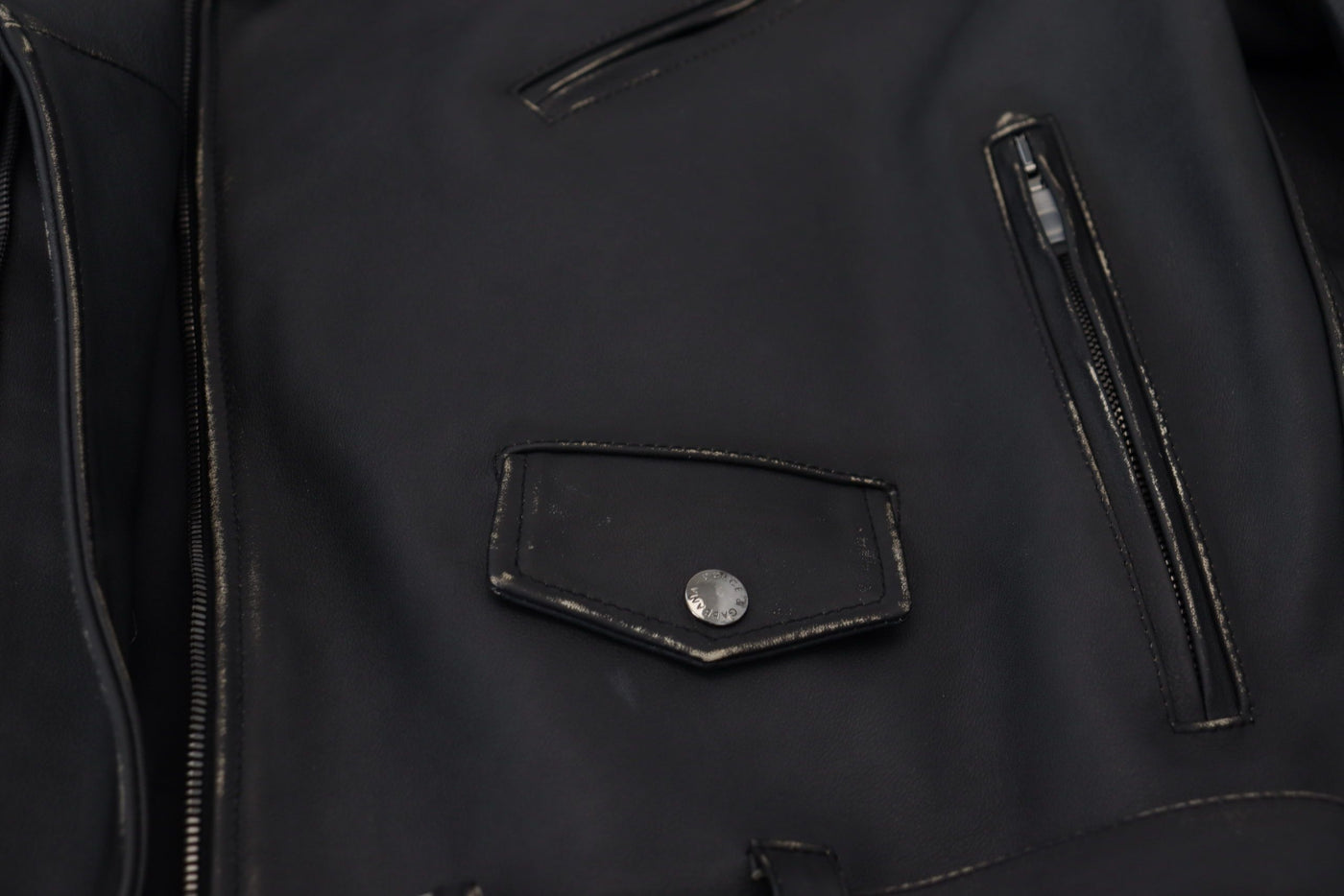 Dolce & Gabbana Schwarzer Leder Bikermantel Zipper Jacke