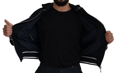 Dolce & Gabbana Schwarzer Polyester Blousonmantel mit Kapuze Jacke