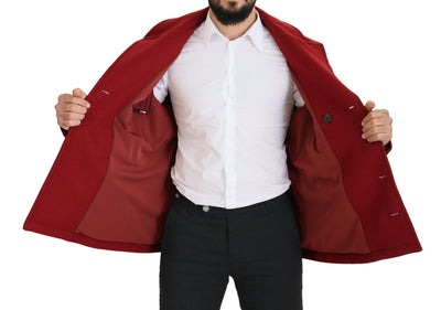Dolce & Gabbana Roter Wollmantel Zweireiher Jacke