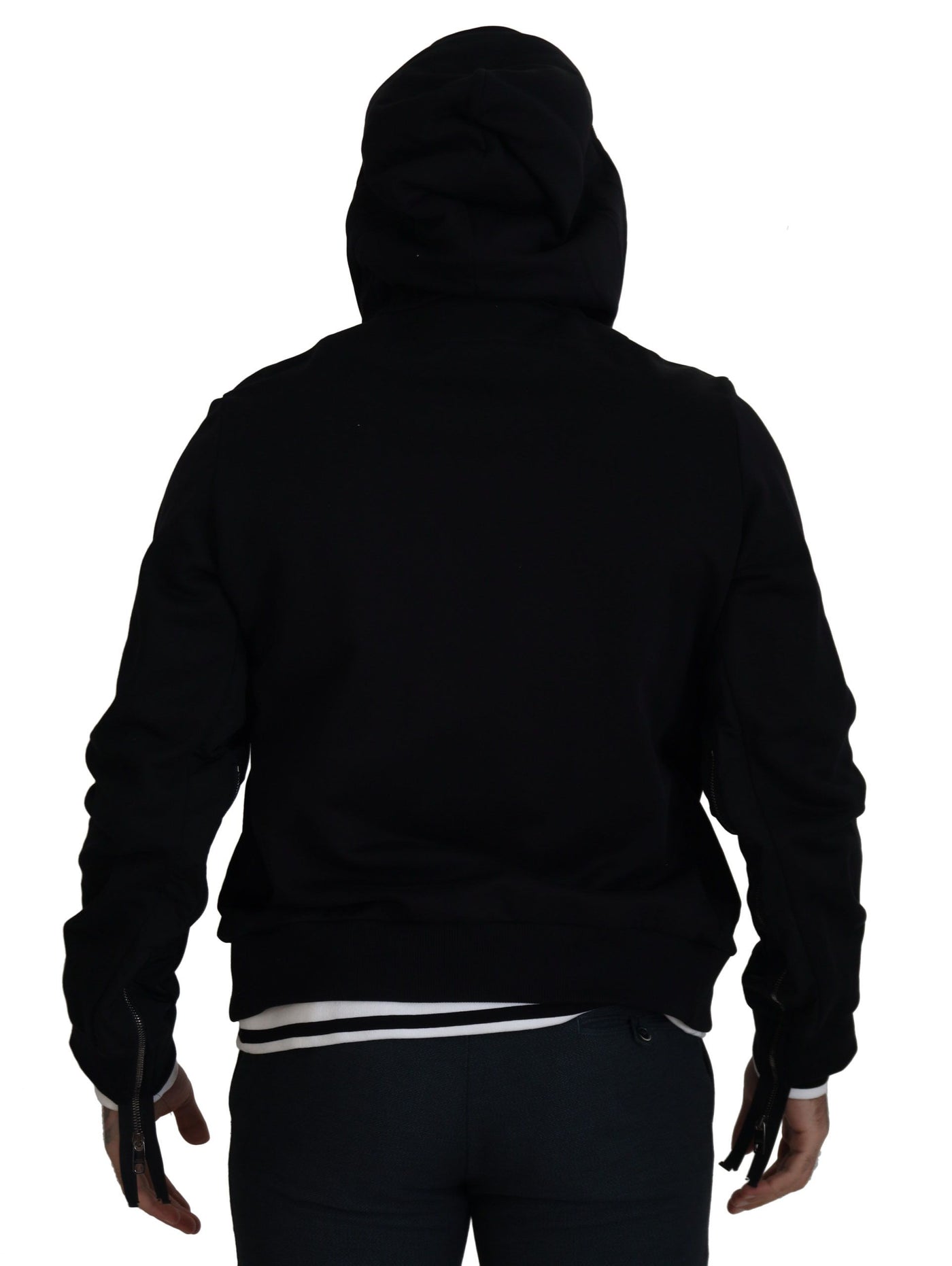 Dolce & Gabbana Schwarze Polyester Jacke mit Kapuze und durchgehendem Reißverschluss