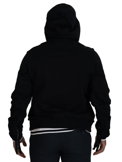 Dolce & Gabbana Schwarze Polyester Jacke mit Kapuze und durchgehendem Reißverschluss