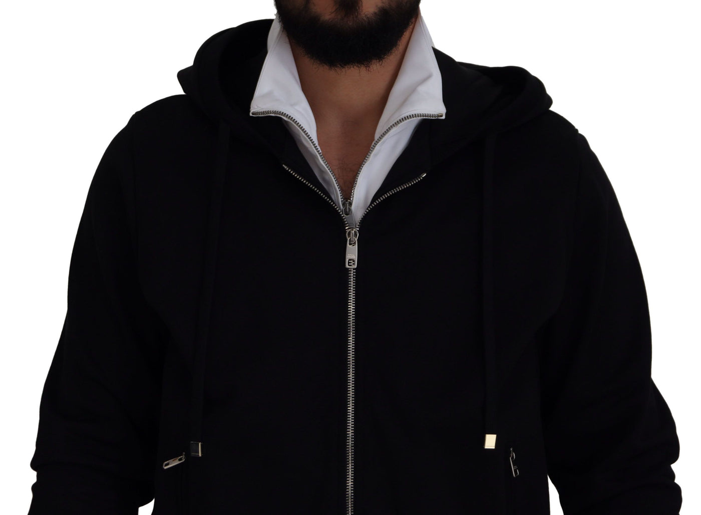 Dolce & Gabbana Schwarze Polyester Jacke mit Kapuze und durchgehendem Reißverschluss