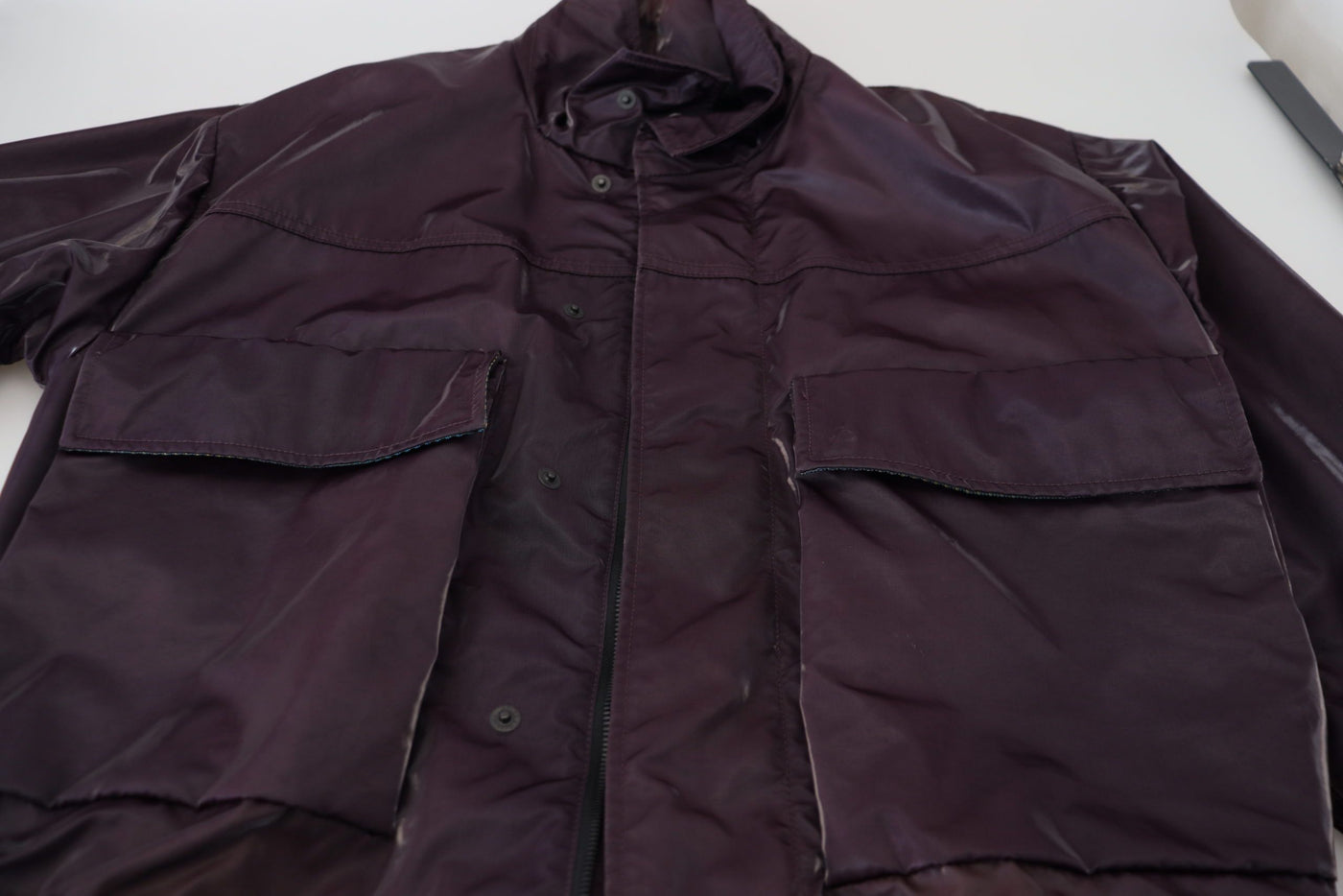 Dolce & Gabbana Lila Nylon Bikermantel Jacke mit Kragen