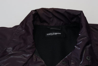 Dolce & Gabbana Lila Nylon Bikermantel Jacke mit Kragen