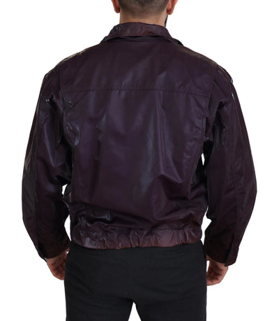Dolce & Gabbana Lila Nylon Bikermantel Jacke mit Kragen
