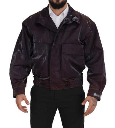 Dolce & Gabbana Lila Nylon Bikermantel Jacke mit Kragen