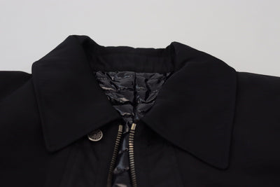 Dolce & Gabbana Schwarze Jacke mit durchgehendem Reißverschluss und Kragen aus Wolle