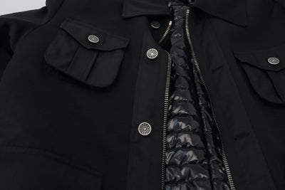 Dolce & Gabbana Schwarze Jacke mit durchgehendem Reißverschluss und Kragen aus Wolle